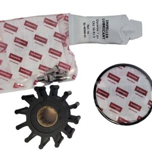 Genuine Yanmar 129670-42610 seawater pump impeller kit showing the neoprene impeller, O-ring and sealed parts packets