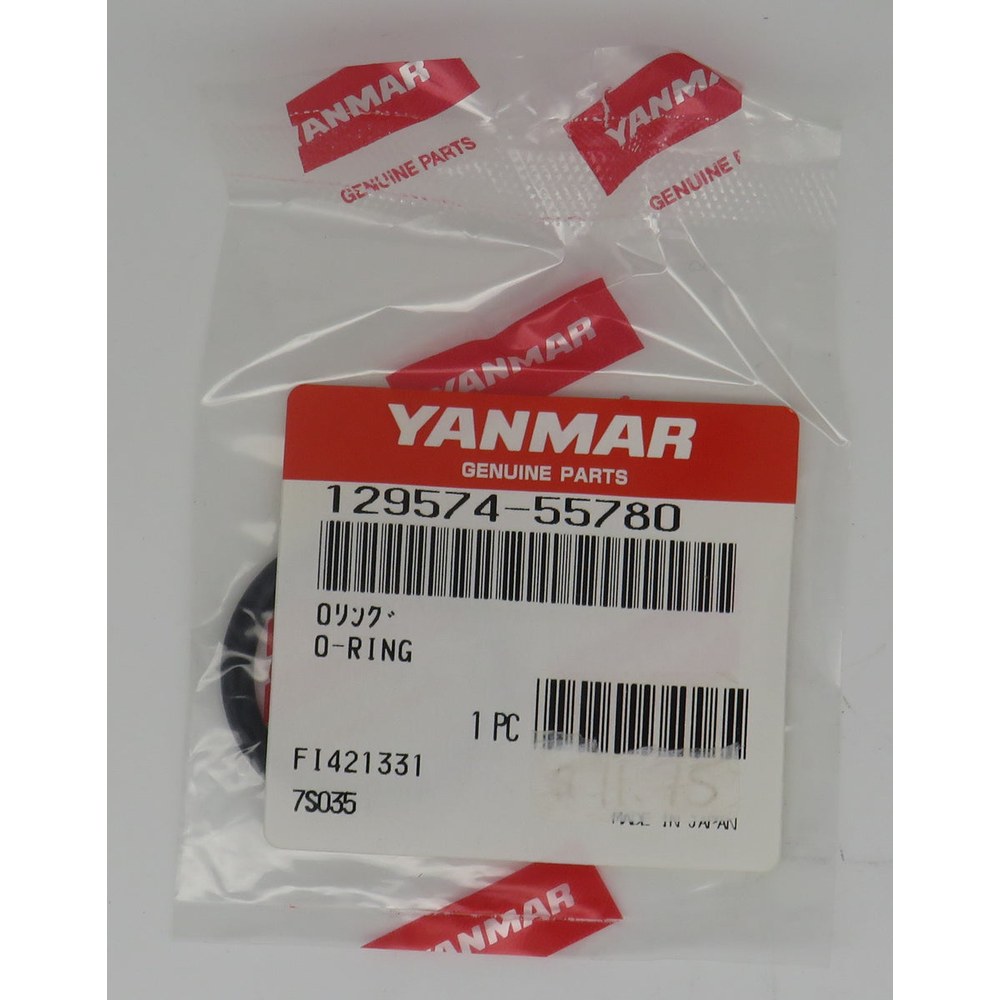 Genuine Yanmar 129574-55780 O-ring sealed in its Yanmar Genuine Parts packet, labelled O-RING, 1 PC, made in Japan